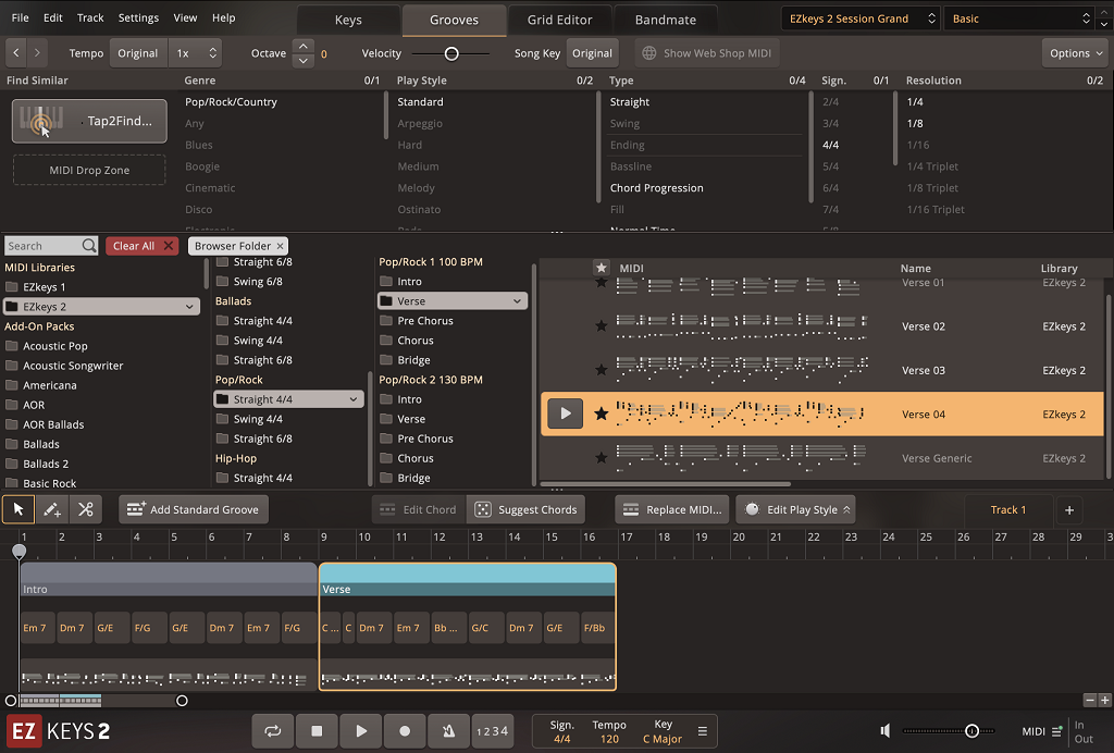 Toontrack EZkeys 2 MIDI Lib GUI