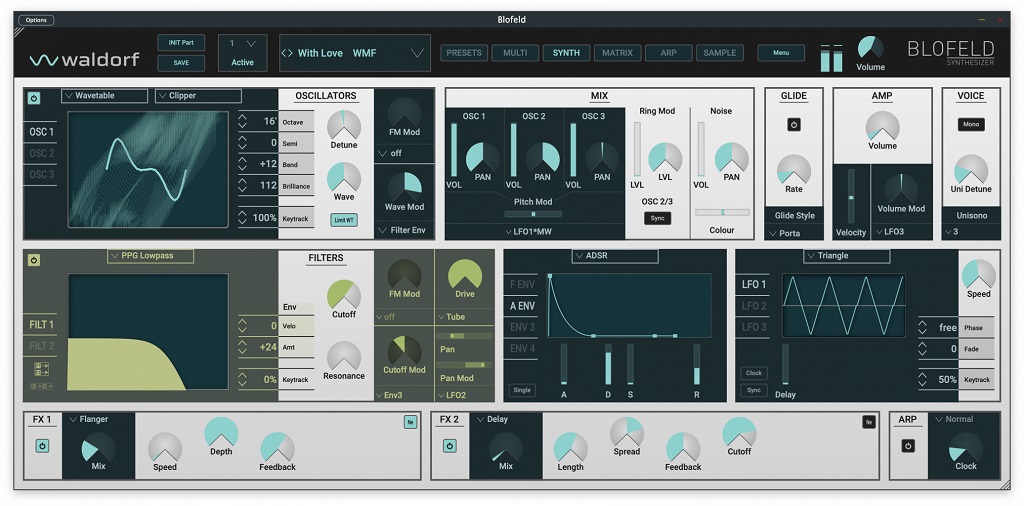 Waldorf Blofeld Plugin Wavetable-Synthesizer GUI